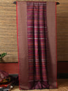 BEEJ Long Pallu Handwoven Tussar Silk Saree - Velvet Burgundy