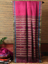 BOMKAI Handwoven Tussar Silk Saree - Deep pink