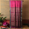 BOMKAI Handwoven Tussar Silk Saree - Deep pink
