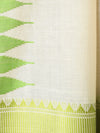 DESI KUMBHA Handwoven Tussar/Cotton Saree - Ivory Gold Green Border - Vriksh Designs
