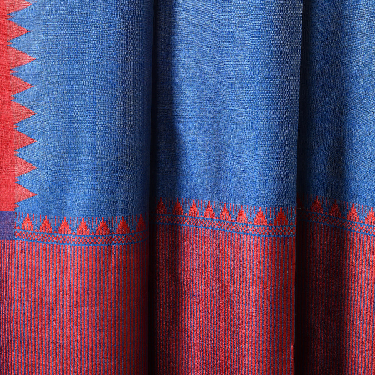 KUMBHA Handloom Tussar Silk Sari - Cornflower blue