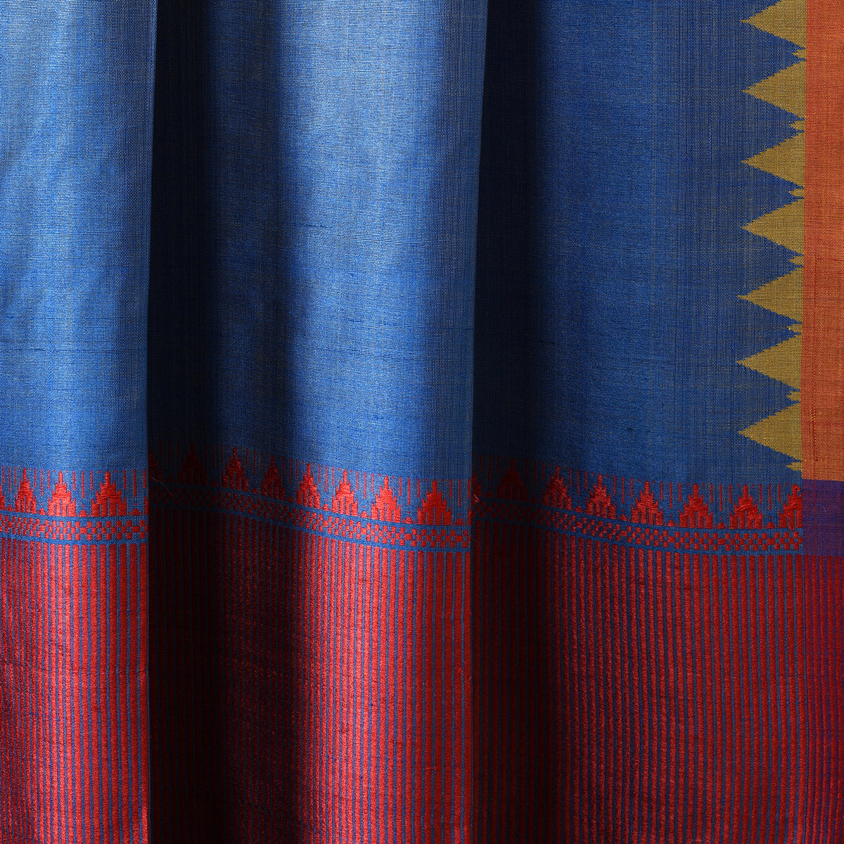 KUMBHA Handloom Tussar Silk Sari - Cornflower blue