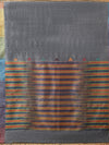 Ikat Tussar Satrang Silk Sari - Iron Grey