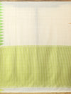 DESI KUMBHA Handwoven Tussar/Cotton Saree - Ivory Gold Green Border - Vriksh Designs