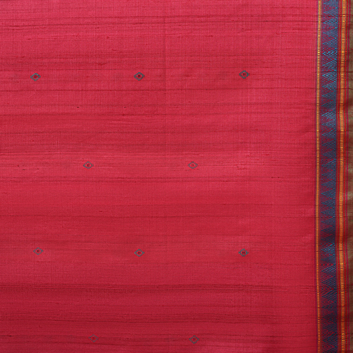 DONGRIA Handwoven Tussar Silk Saree - Deep pink