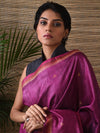 BHOR Handwoven Tussar Silk Saree - Magenta