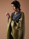 ZARI BUTI Handwoven Tussar Silk Saree - Black Gold