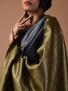 ZARI BUTI Handwoven Tussar Silk Saree - Black Gold