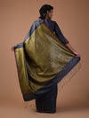 ZARI BUTI Handwoven Tussar Silk Saree - Black Gold