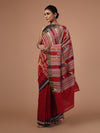 BOMKAI Cotton Handwoven Saree - Red