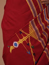 BOMKAI Cotton Handwoven Saree - Red