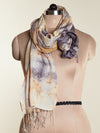 Eco print Bamboo Silk Scarf - Dark blue