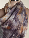 Eco print Bamboo Silk Scarf - Dark blue