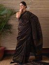 SARONG Handwoven Ikat Silk Saree - Black