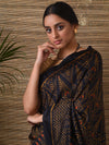 SARONG Handwoven Ikat Silk Saree - Black