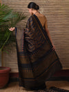 SARONG Handwoven Ikat Silk Saree - Black