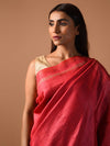 MACHLI (FISH) Handwoven Tussar Silk Saree - Red - Vriksh Designs