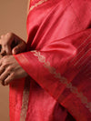 MACHLI (FISH) Handwoven Tussar Silk Saree - Red - Vriksh Designs