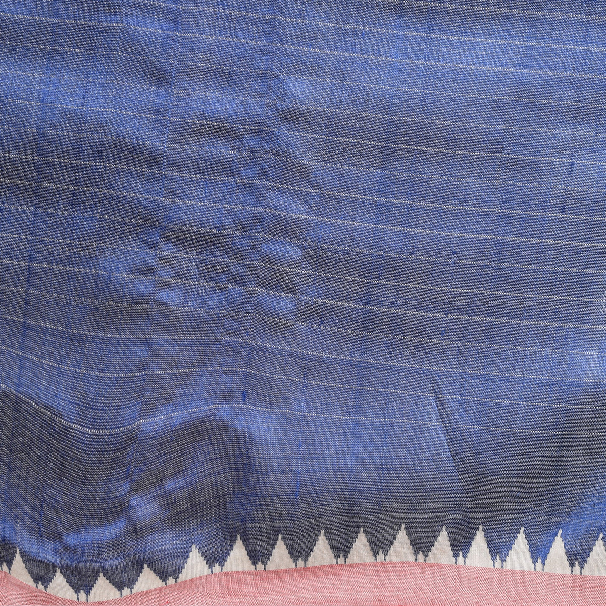 DESI KUMBHA Tussar/Cotton Handwoven Saree - Ivory Blue Border