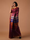 DHAAN Handwoven Tussar Silk Saree - Carmine Maroon