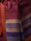 DHAAN Handwoven Tussar Silk Saree - Carmine Maroon