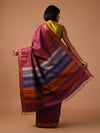 DHAAN Handwoven Tussar Silk Saree - Carmine Maroon