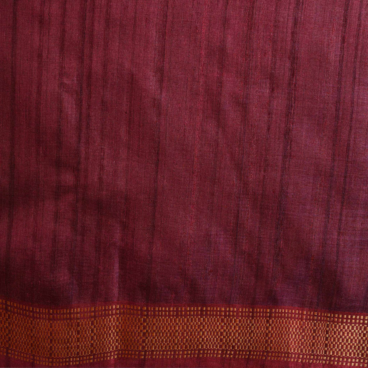 DHAAN Handwoven Tussar Silk Saree - Carmine Maroon