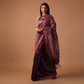 Neer Zari Handwoven Tussar Silk Saree - BURGUNDY - Vriksh Designs