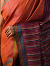 BOMKAI Handwoven Tussar Silk Saree - Orange