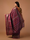 BEEJ Long Pallu Handwoven Tussar Silk Saree - Purple Burgundy