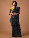 JHOOM Handwoven Tussar Silk Saree - Black
