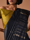 JHOOM Handwoven Tussar Silk Saree - Black