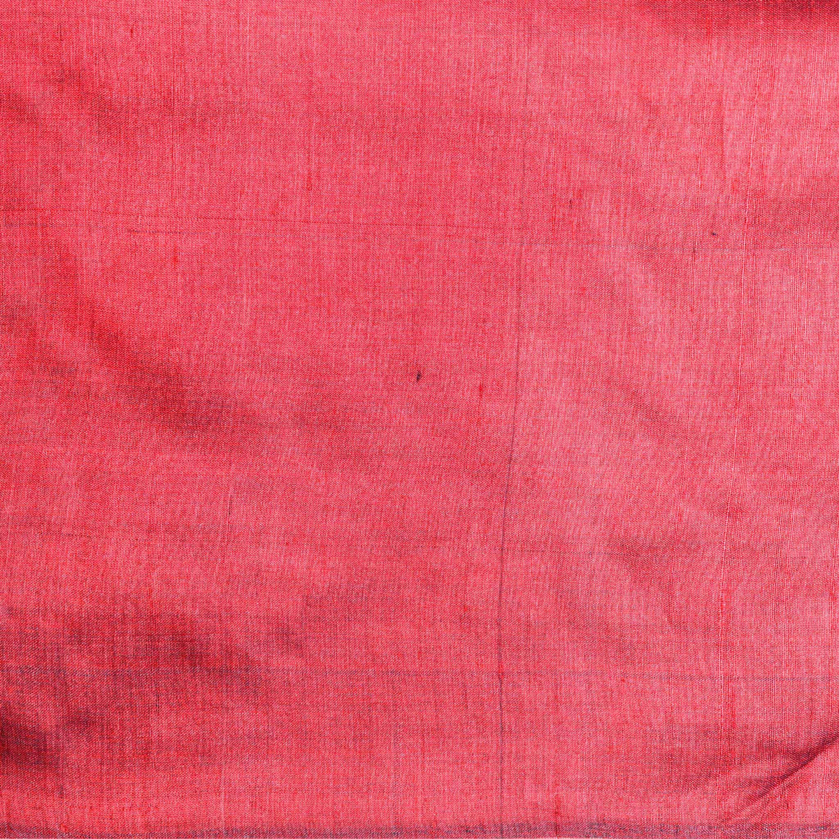 THIKRI Ikat Tussar Handwoven Silk Sari - Black and Red