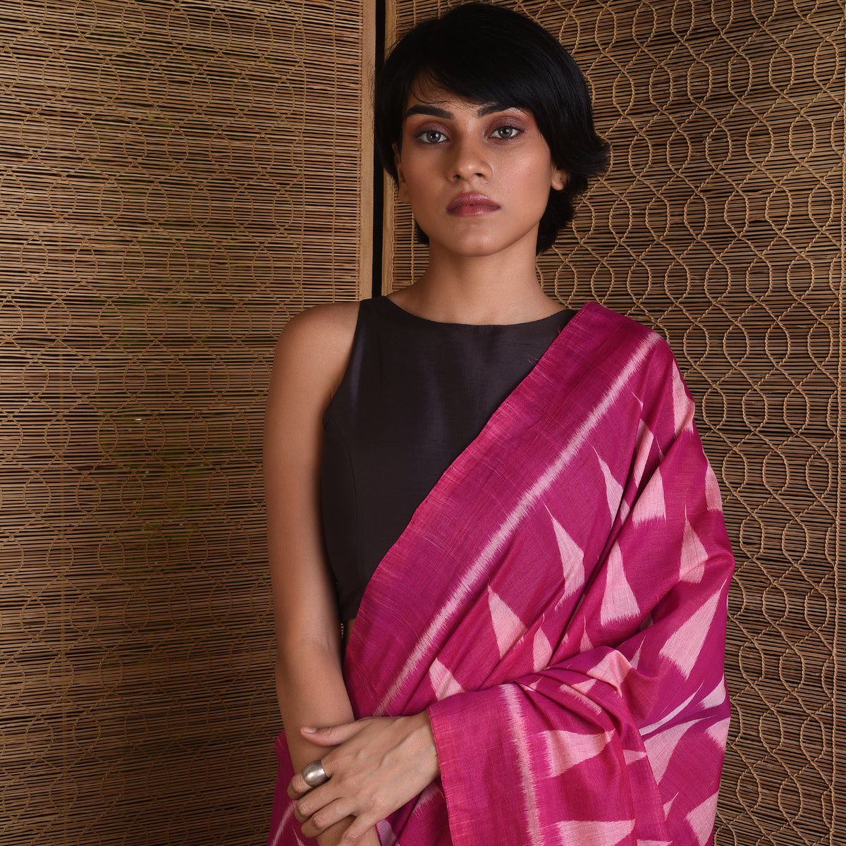HAWA HAWAII Handloom Silk Saree - Hot Pink