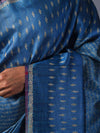 SITARA Ikat Tussar Long Pallu Handwoven Silk Saree - BLUE