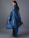 SITARA Ikat Tussar Long Pallu Handwoven Silk Saree - BLUE
