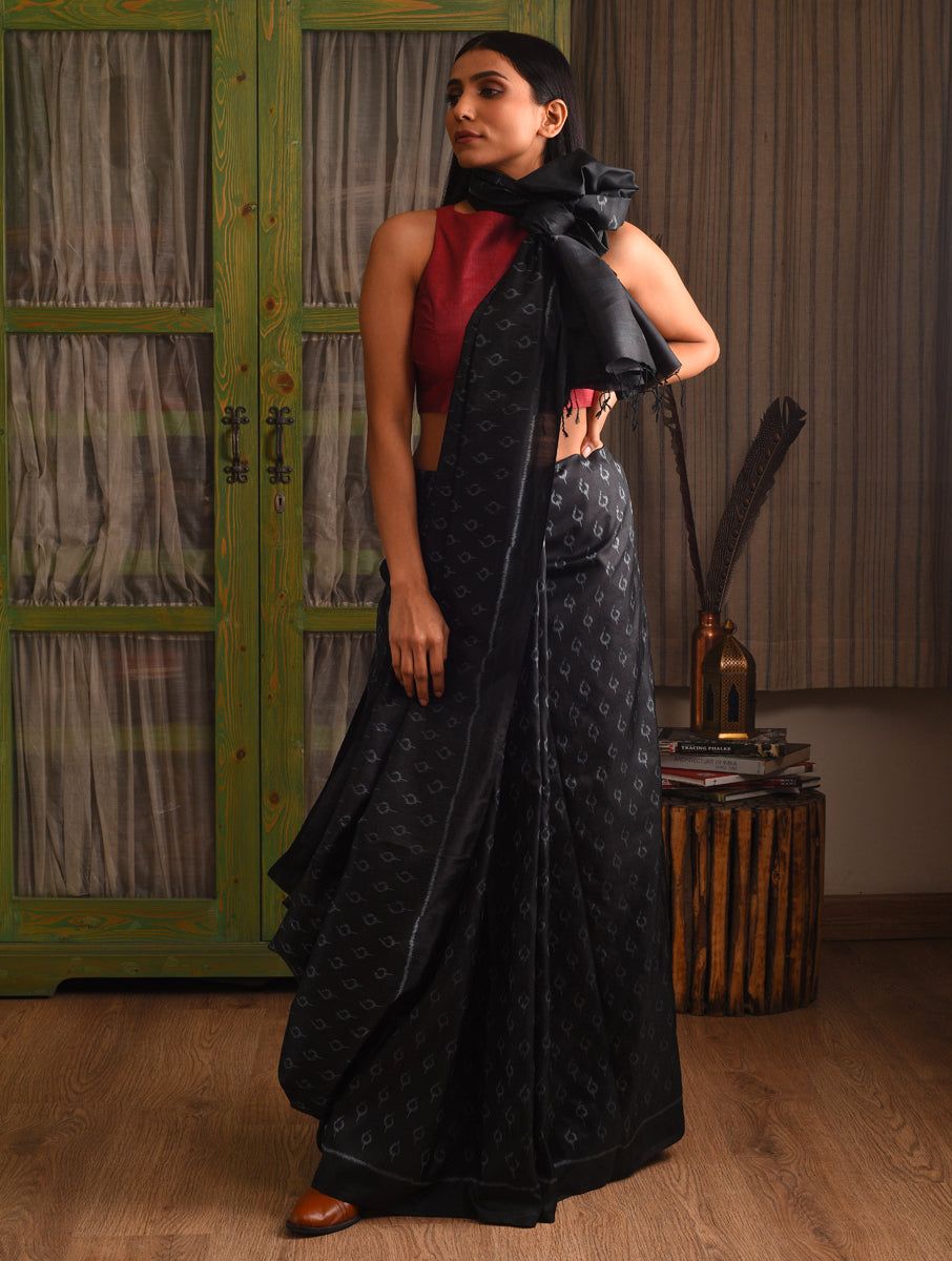 JYOTI Handwoven Silk Saree -  Black