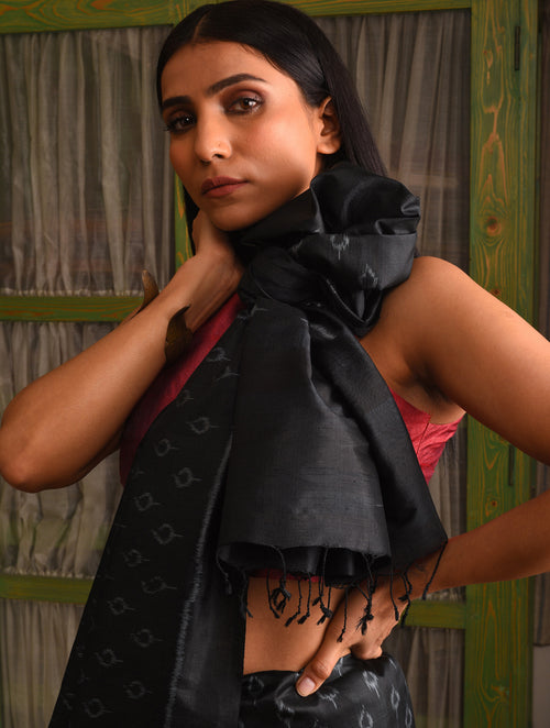 JYOTI Handwoven Silk Saree -  Black - Vriksh Designs