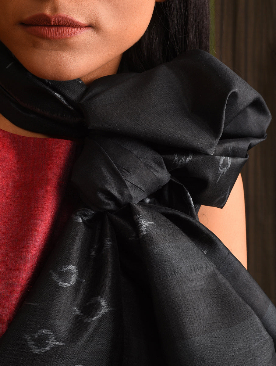 JYOTI Handwoven Silk Saree -  Black - Vriksh Designs