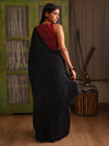JYOTI Handwoven Silk Saree -  Black - Vriksh Designs