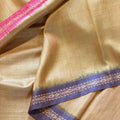 SAGAR Handwoven Tussar Silk Saree -  Copper Yellow