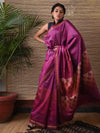 BHOR Handwoven Tussar Silk Saree - Magenta